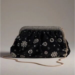 Anthropologie Studded Embellished Velvet Clutch